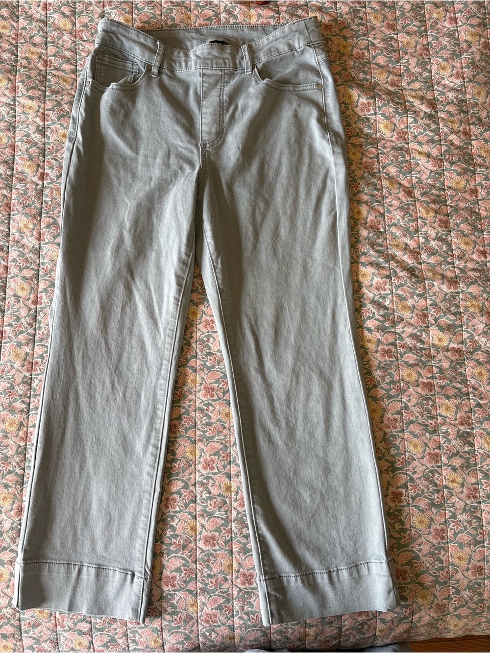 Tribal Light Gray Cropped Straight-Leg Jeans